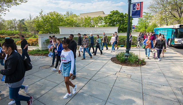 Students at AU gate