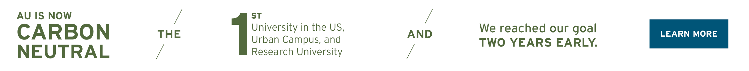 AU is now the 1st carbon neutral university in the US. We reached our goal 2 years early.