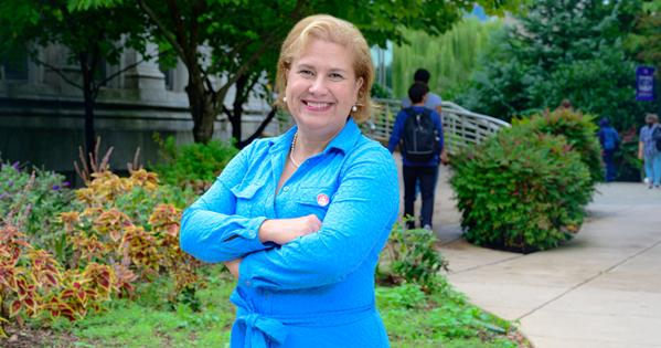 Patty Caballero poses on campus