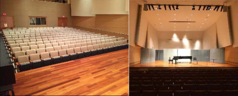 AU Abramson Family Recital Hall stage and seating.