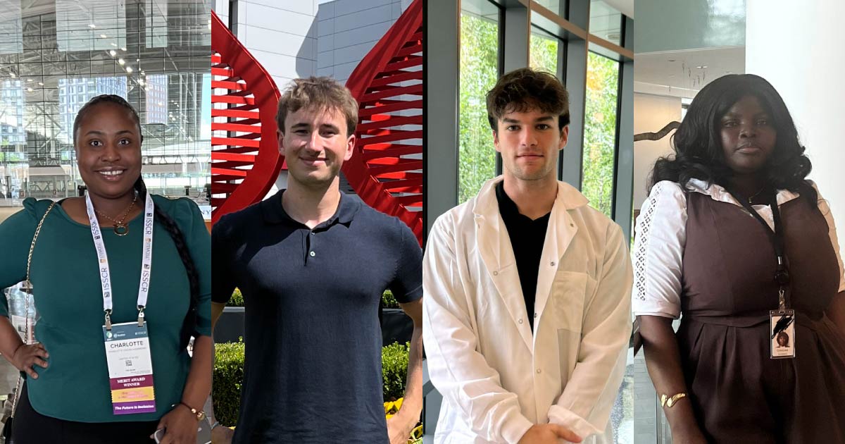 United Therapeutics summer 2024 interns from AU CAS. From left to right, Charlotte Owusu-Hammond, Michael Trzaskowski, Jacob Calderon, Oreoluwa Erinfolami  