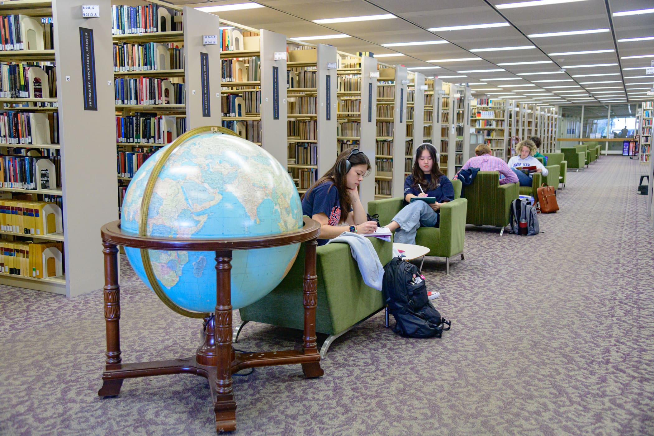 Students studying in the library.