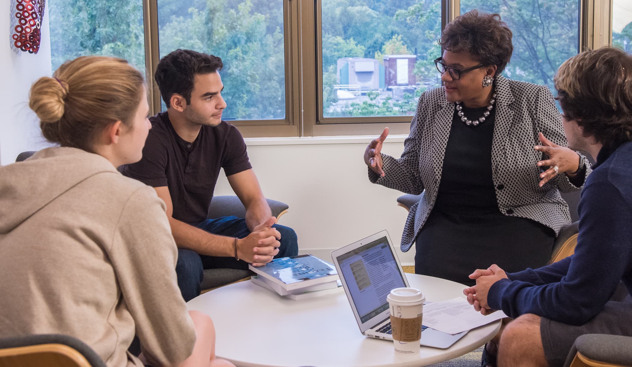 Dean Holcomb McCoy speaks to students.