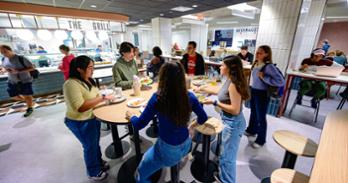 Students dining in the newly renovated Terrace Dining Room.