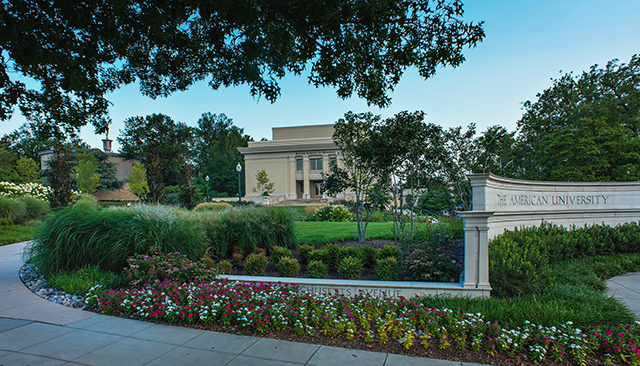 Campus landscape with Kogod building in the background