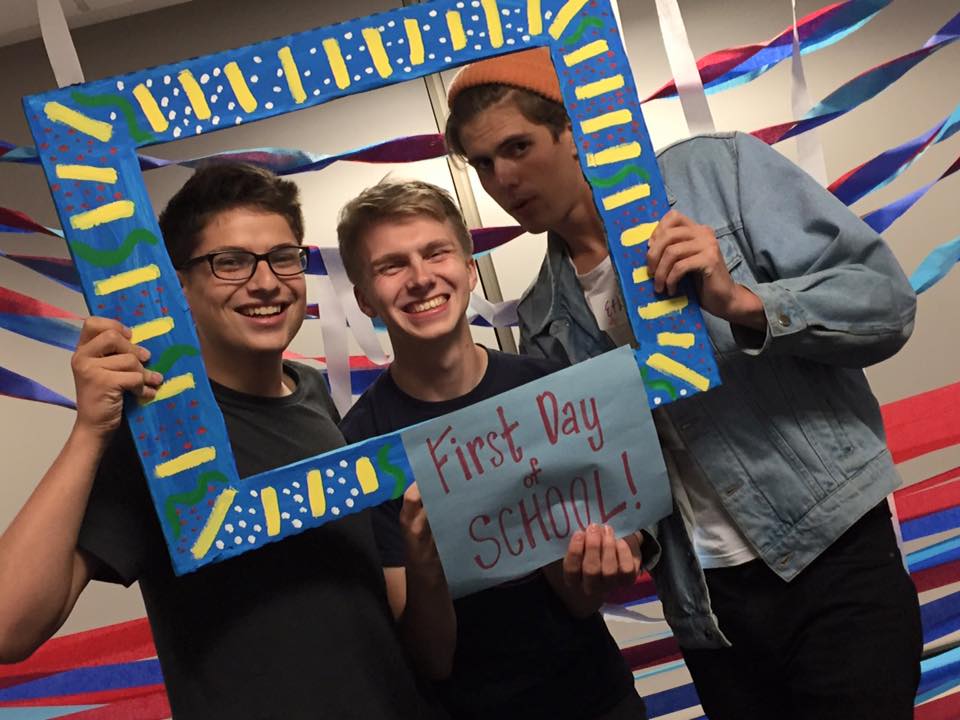 Three Honors students posing on the first day of school