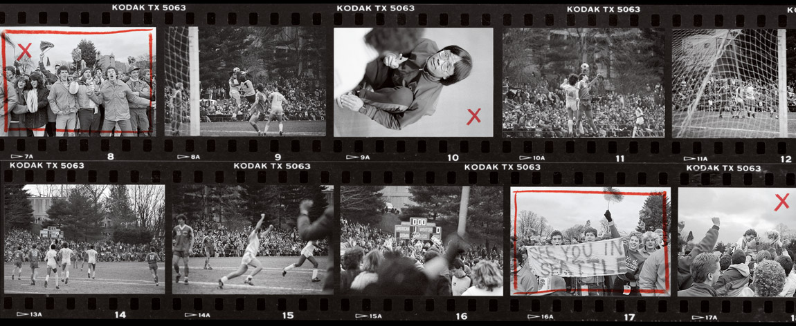 film strips of AU's 1985 men's soccer team