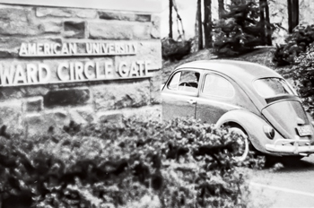 VW Beetle on campus