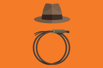 illustration of Indiana Jones's fedora and whip