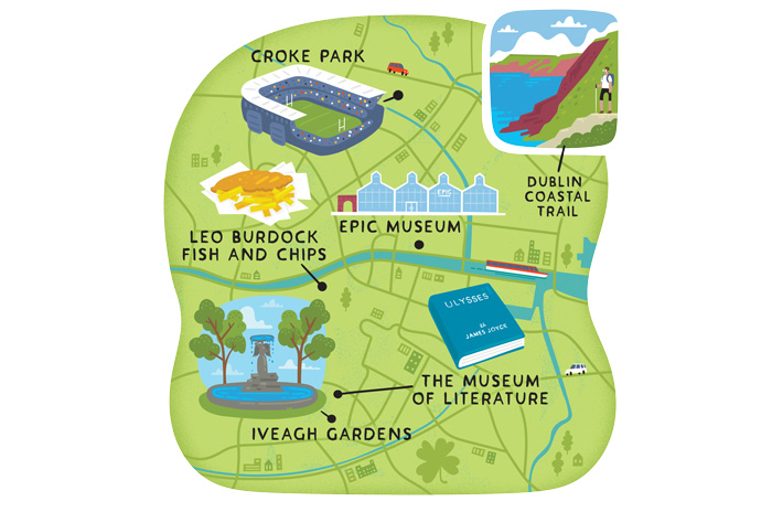 illustrated map of Dublin