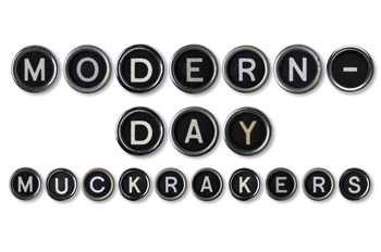 Typewriter keys spelling out modern-day muckrakers