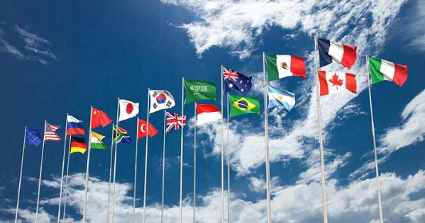 Flags from many nations.