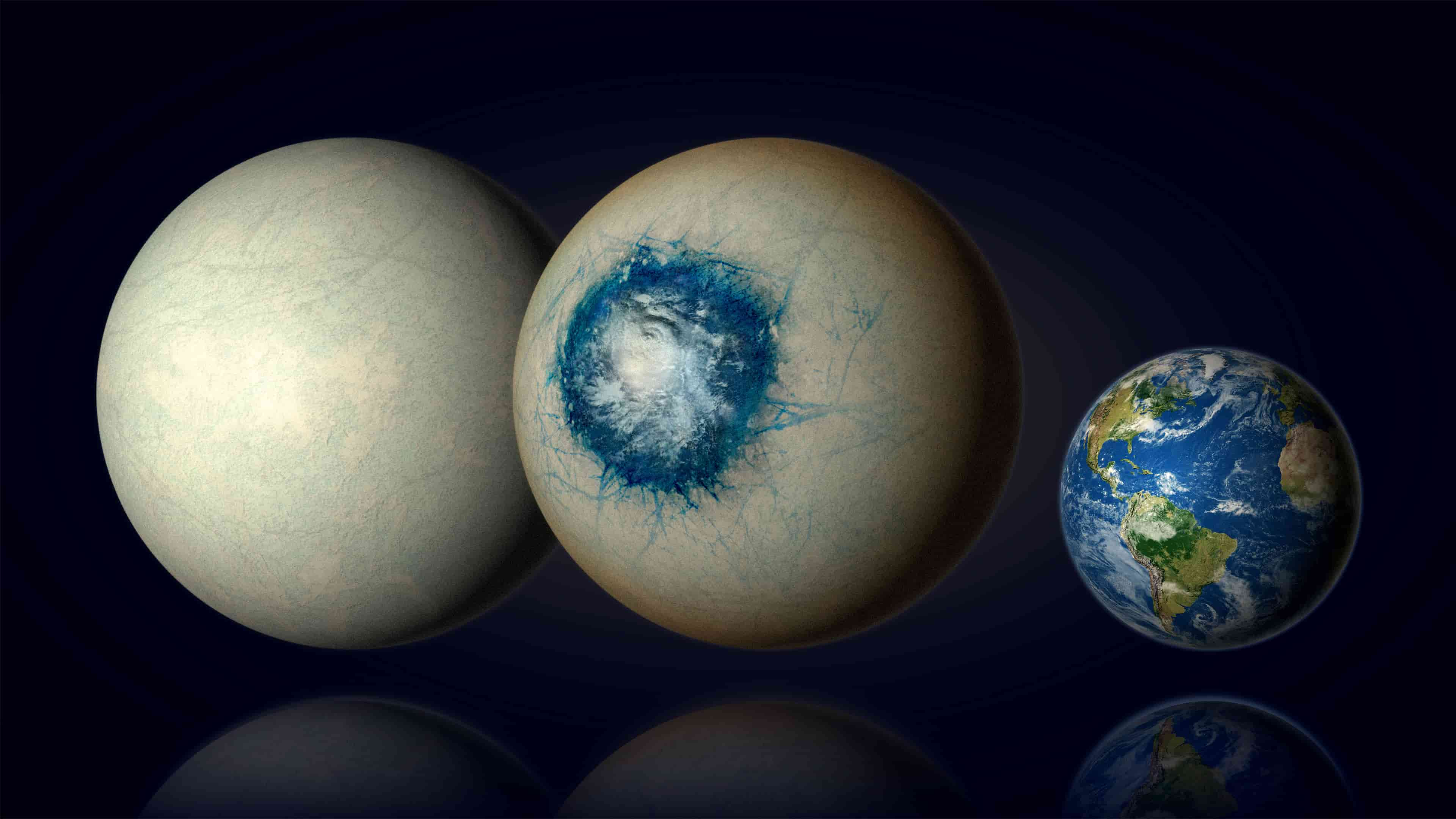 Image of exoplanet compared to Earth