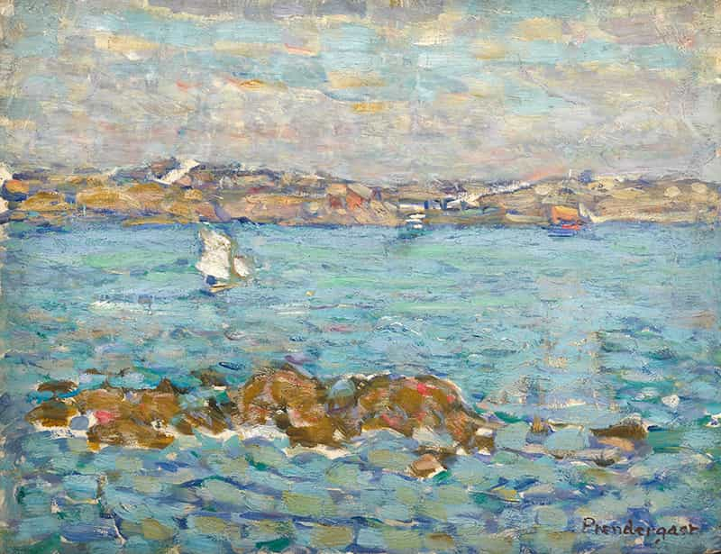 Maurice Brazil Prendergast, St. Malo, c. 1909-1910. Oil on board, unframed: 10 5/8 x 13 3/4 inches. Gift from the Trustees of the Corcoran Gallery of Art (Gift of Mrs. Charles Prendergast in memory of Charles and Maurice Prendergast).