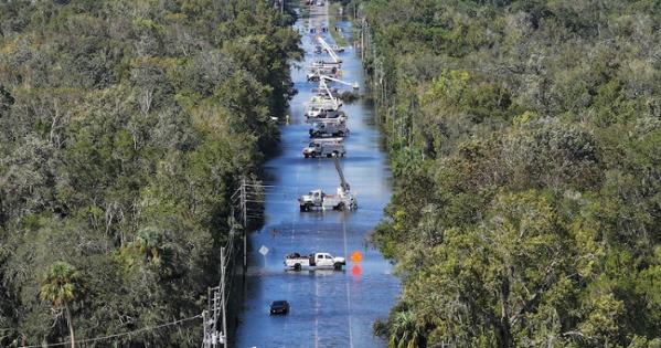 Aerial photo shows hurricane damage in Florida. Photo from Getty.