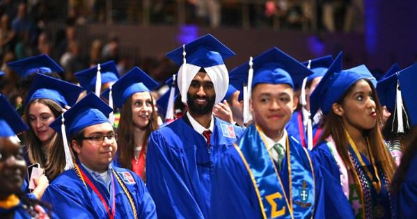 SPA grads at AU's 147th commencement. Photo by Jeff Watts.