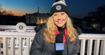 SOC Broadcast Journalism student, Jane Caroline Fusco, worked for ABC News, helping correspondents outside the White House.