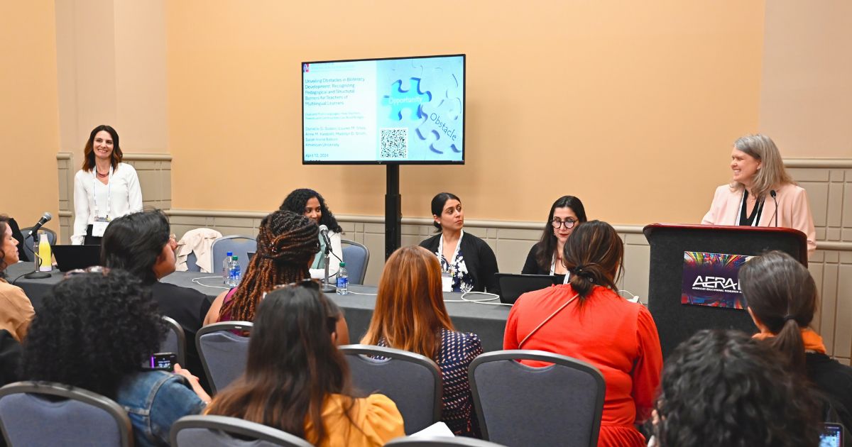 Danielle Sodani and Lauren Shea at AERA 2024