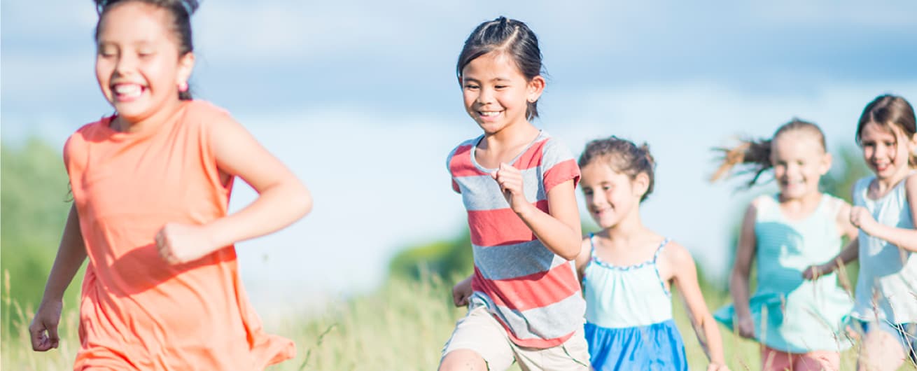 Children running outside