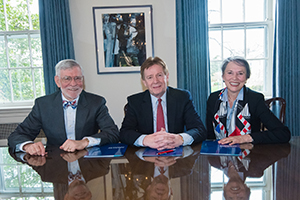 Left to right: Former Congressman David Skaggs, former AU president Neil Kerwin, and Laura Skaggs