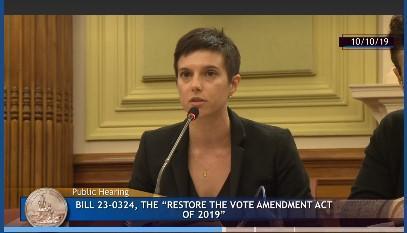 Xena Hinson ('22) testifies with Prof. Margaret Martin Barry before the D.C. Council