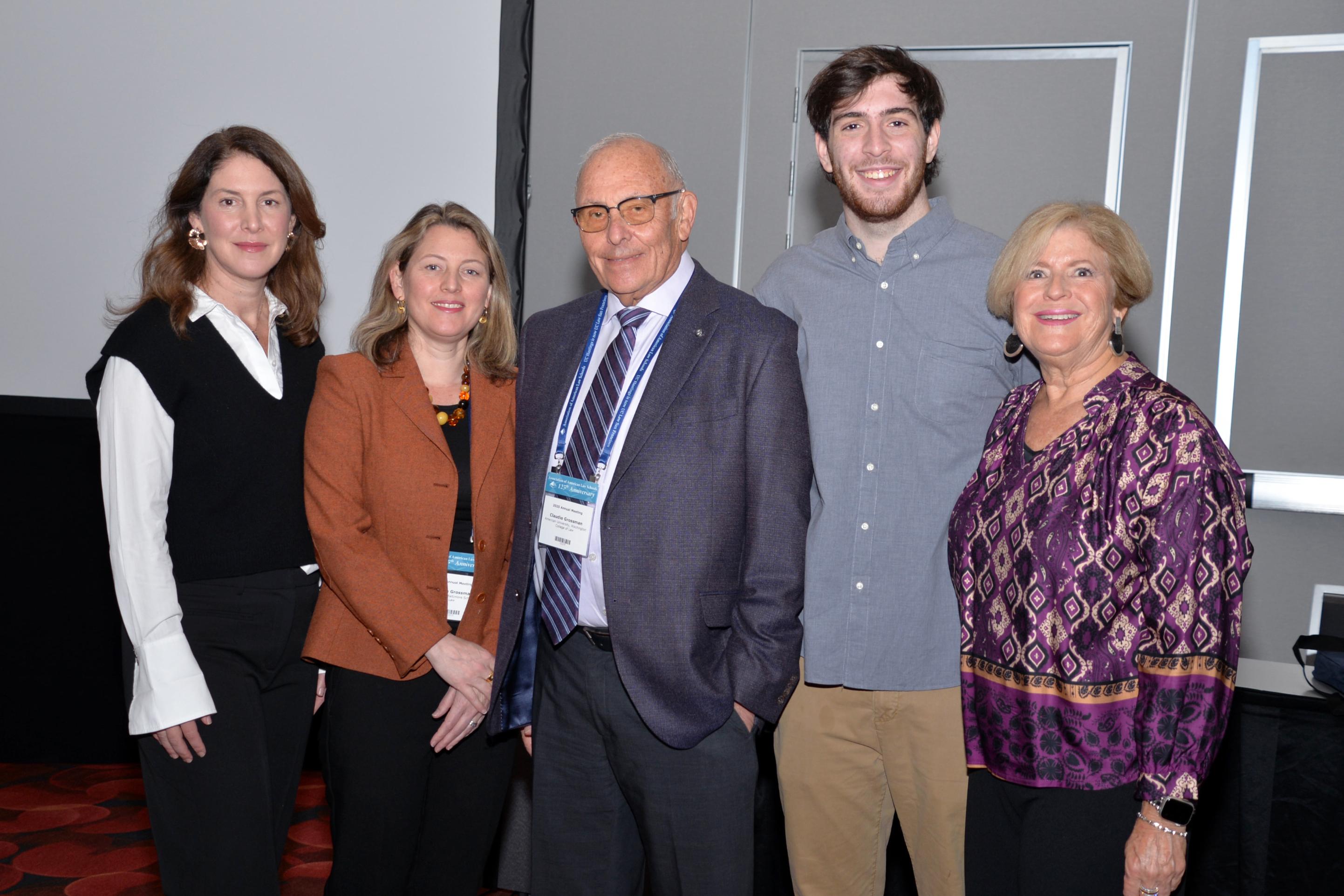 Left to right, daughters Sandra Grossman, an immigration and human rights attorney and Nienke Grossman, professor of law and co-director of the Center for International and Comparative Law at the University of Baltimore School of Law; Professor Grossman; 